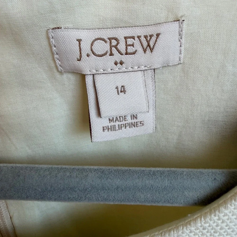 J.Crew Sheath Dress Women 14 Ivory Black Floral Cotton Pique Vacation Resortwear
